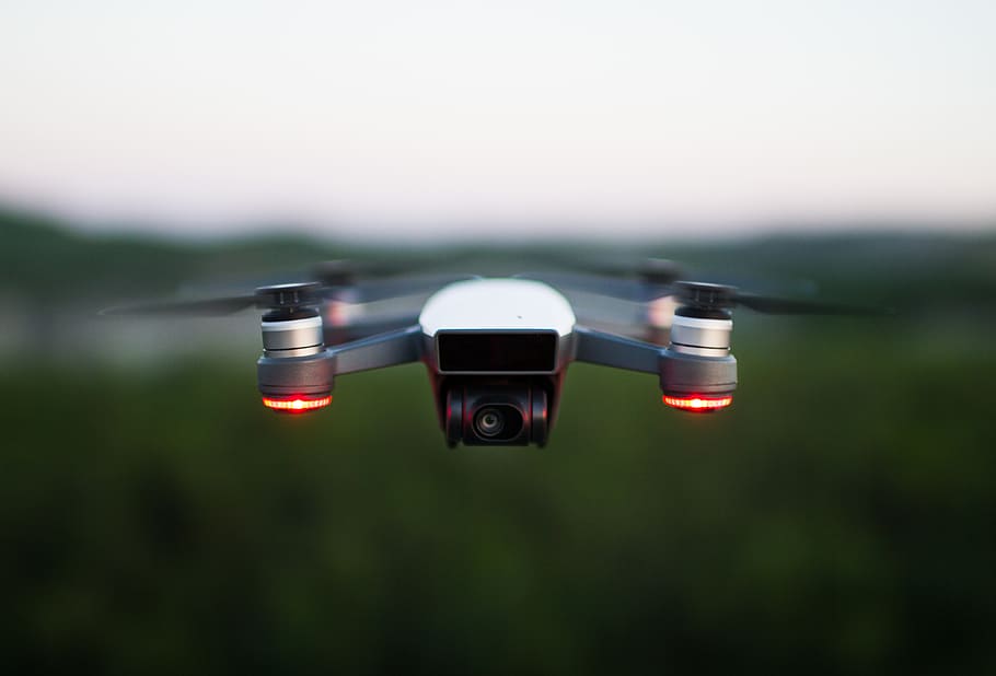 silver quadcopter, no people, focus on foreground, day, outdoors HD wallpaper