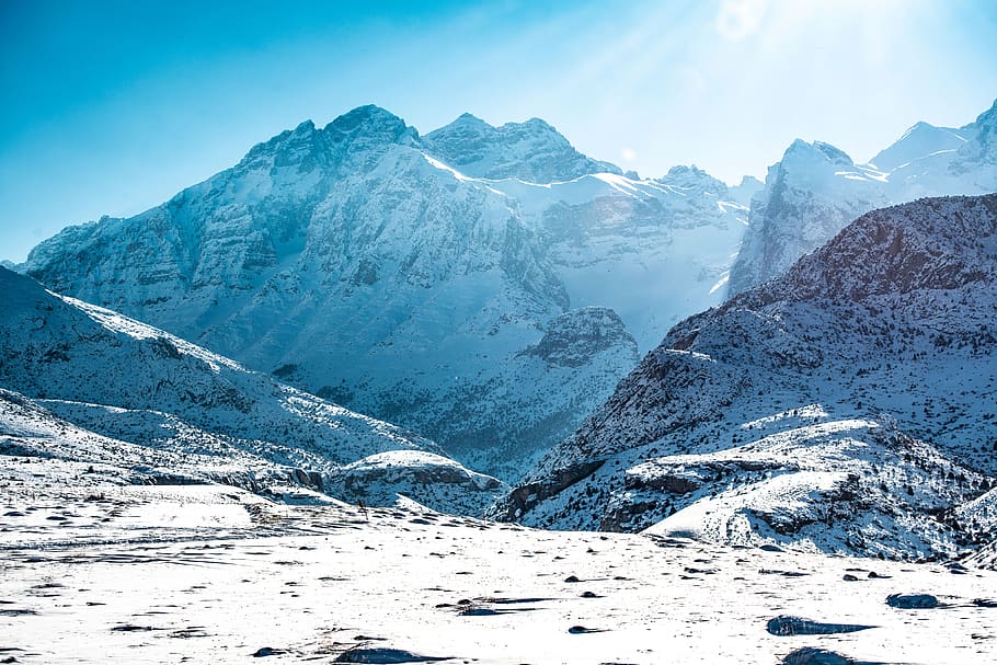 winter, snow, cold, mountain, sky, frozen, outdoors, snowflake HD wallpaper