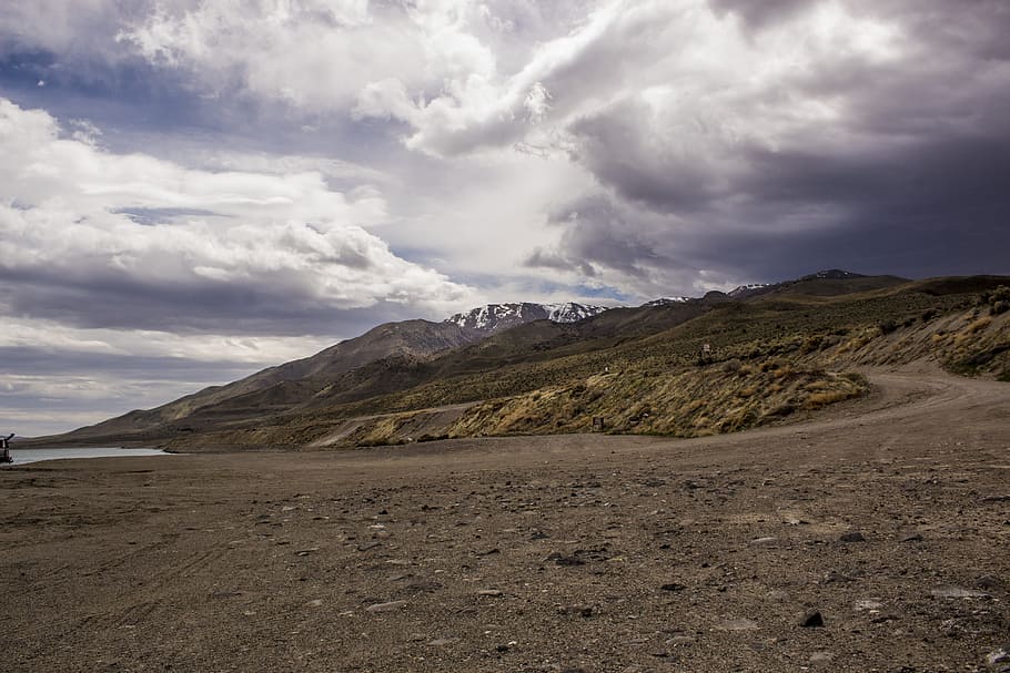 Photography of Mountains Under Cloudy Sky, clouds, dirt road HD wallpaper