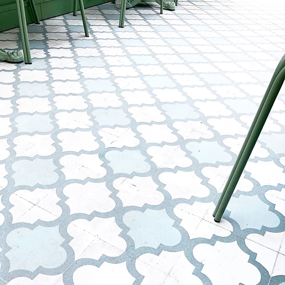 White And Grey Quatrefoil Pavement, design, floor, ground, pattern