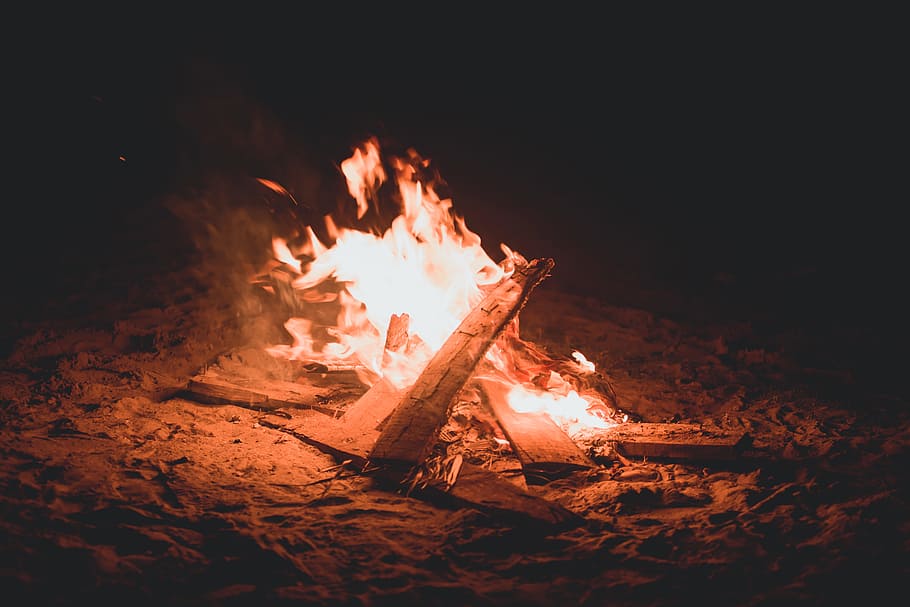 Closeup Photo of Bonfire, burning, campfire, dark, energy, flame HD wallpaper