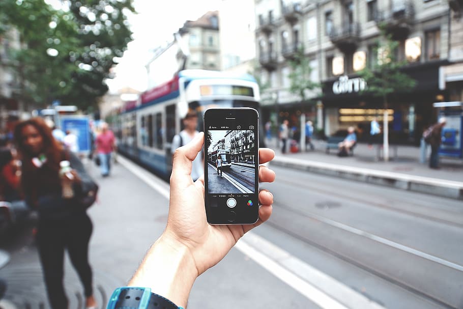 Selective Focus Photography of Iphone, action, blur, camera, cellphone HD wallpaper