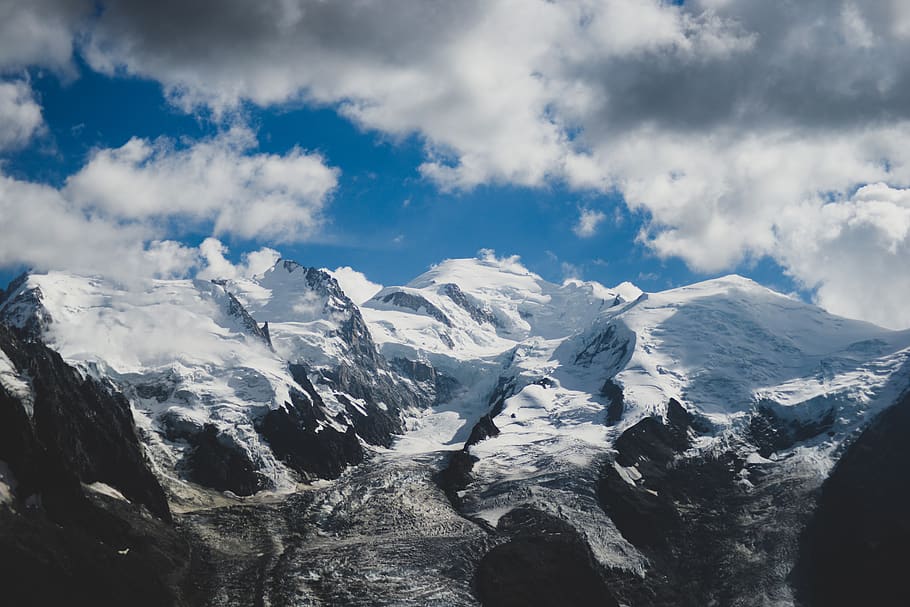 snow mountain and cloud formation, outdoors, nature, ice, glacier HD wallpaper