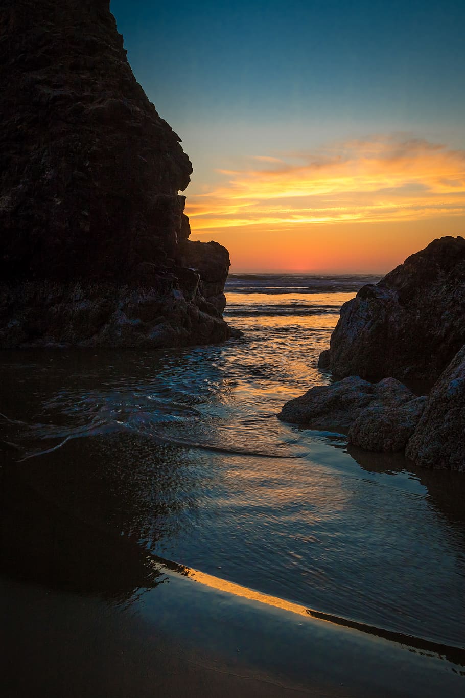 arvada beach, oregon coast, ocean beach, sunset, water, sea