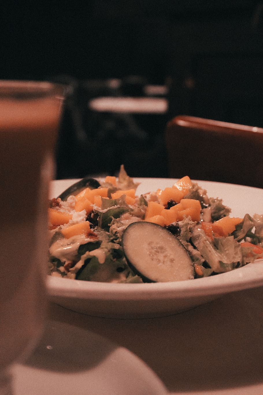 salad, caesar, low light, dark, elegant, food, food and drink HD wallpaper
