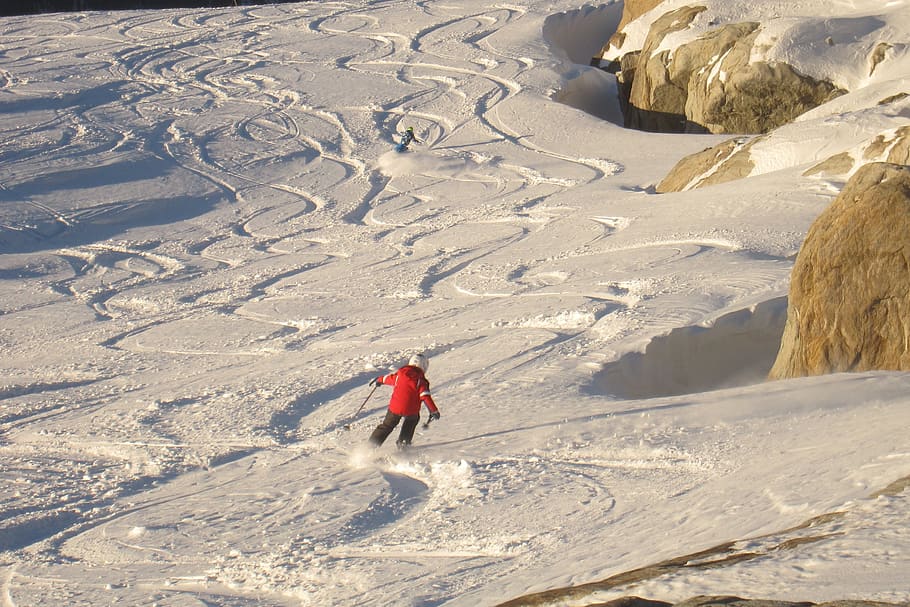 ski, powder, child, mountain, traces, real people, lifestyles HD wallpaper