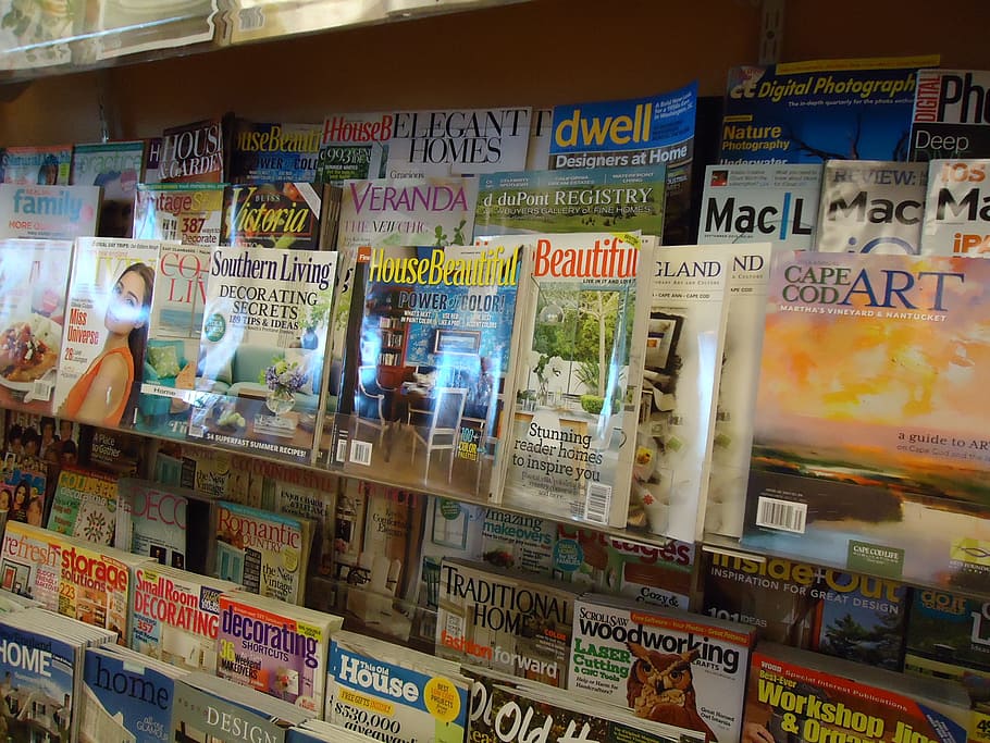 magazines, rack, display, shelf, periodicals, store, shop, news HD wallpaper