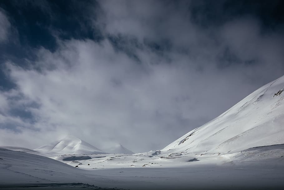 cloud, sky, snow, mountain, svalbard, spitsbergen, spitzbergen HD wallpaper