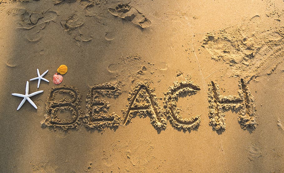 Beach Text on Sand Beach, aerial, backdrop, background, beige