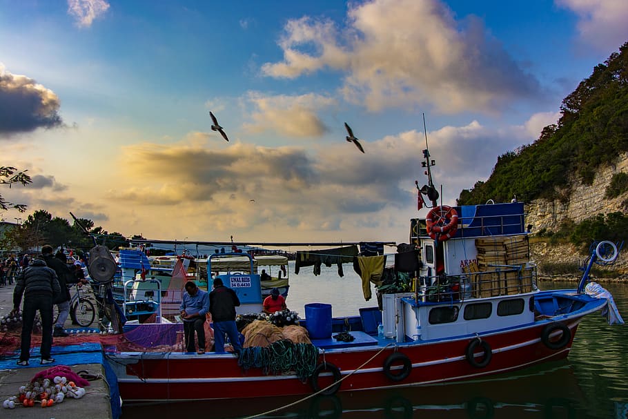 boat, cloud, marine, sky, water, blue, nature, landscape, holiday HD wallpaper