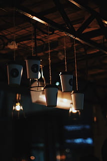 five white hanging coffee disposable cups, almaty, doubleacoffee HD wallpaper