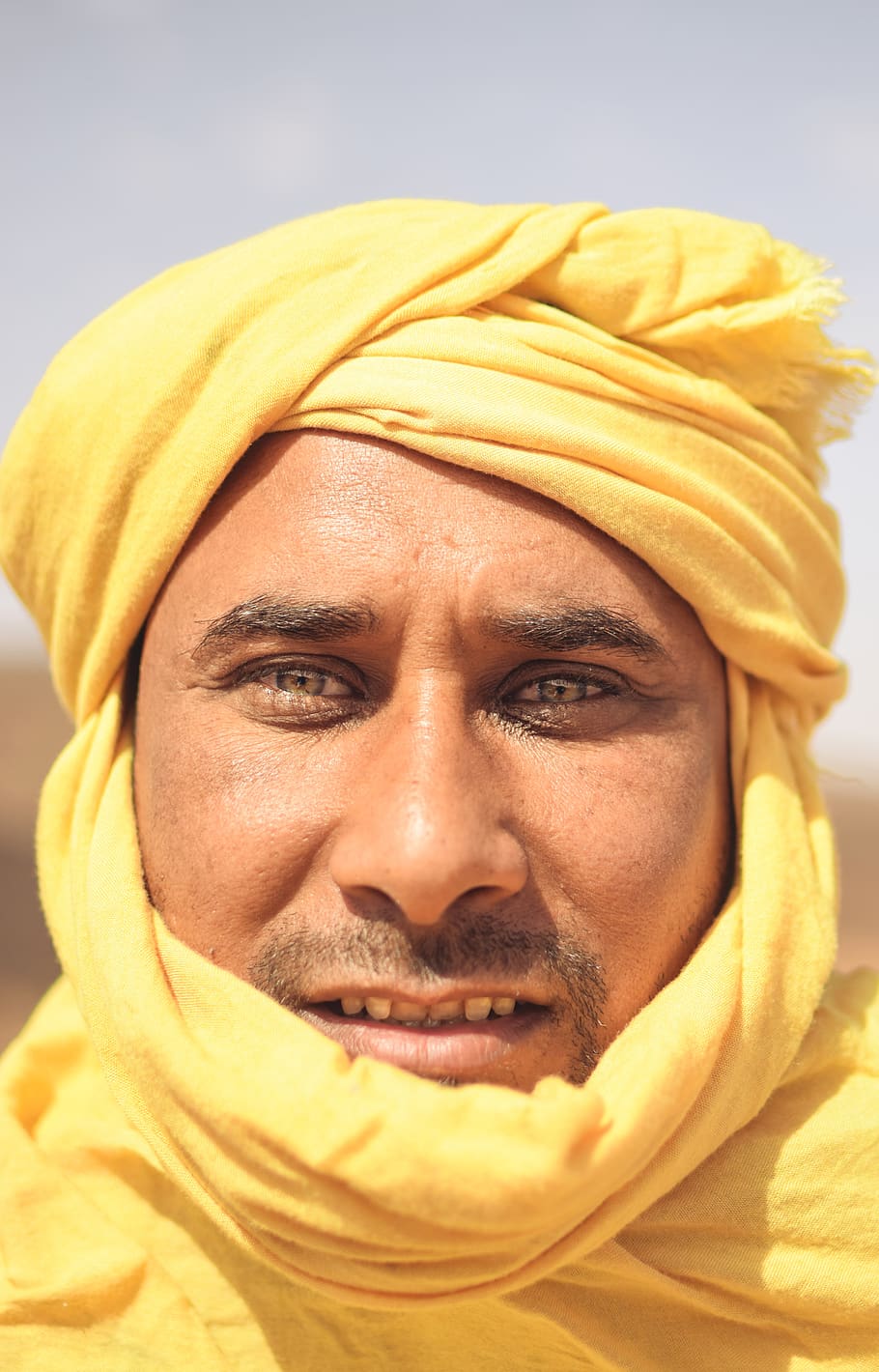 Man Wearing Yellow Hijab, face, facial expression, head, headscarf HD wallpaper