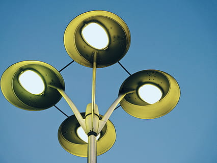 white and gray post lights, lamp, lampshade, lamp post, light fixture HD wallpaper