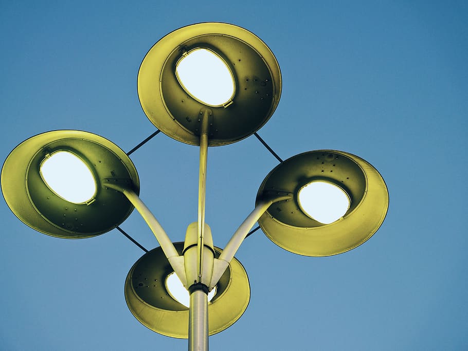 white and gray post lights, lamp, lampshade, lamp post, light fixture HD wallpaper