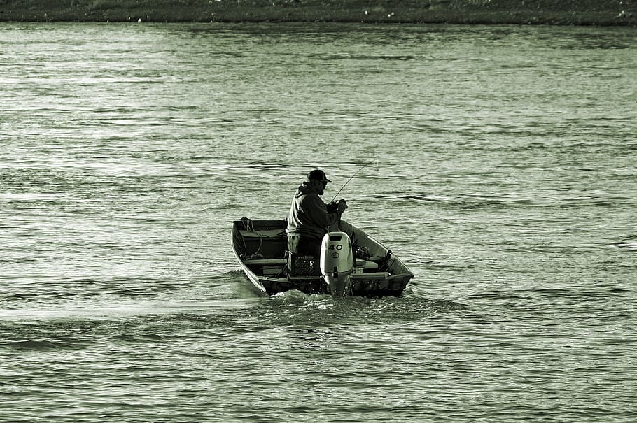 boat fishing missouri river, water, fisherman, travel, outdoor, HD wallpaper