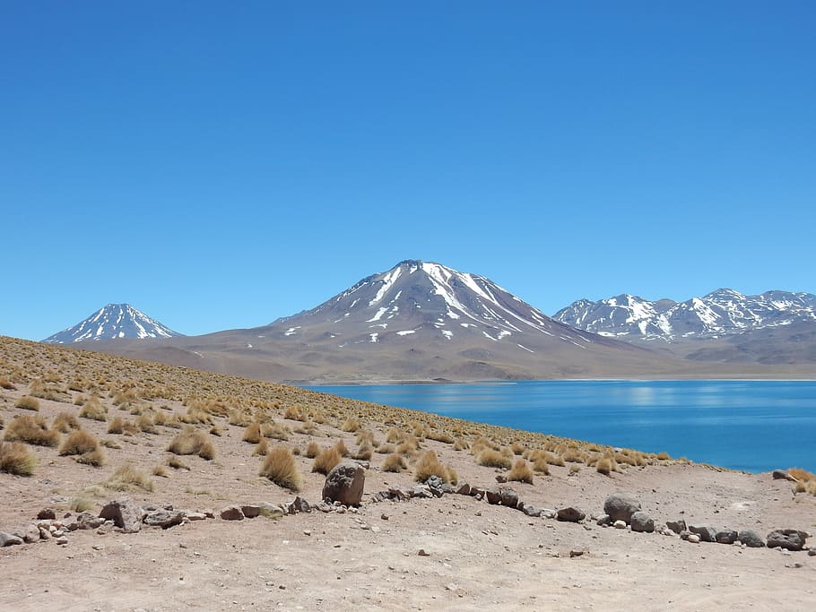 chile, laguna miniques, desert, mountain, scenics - nature HD wallpaper