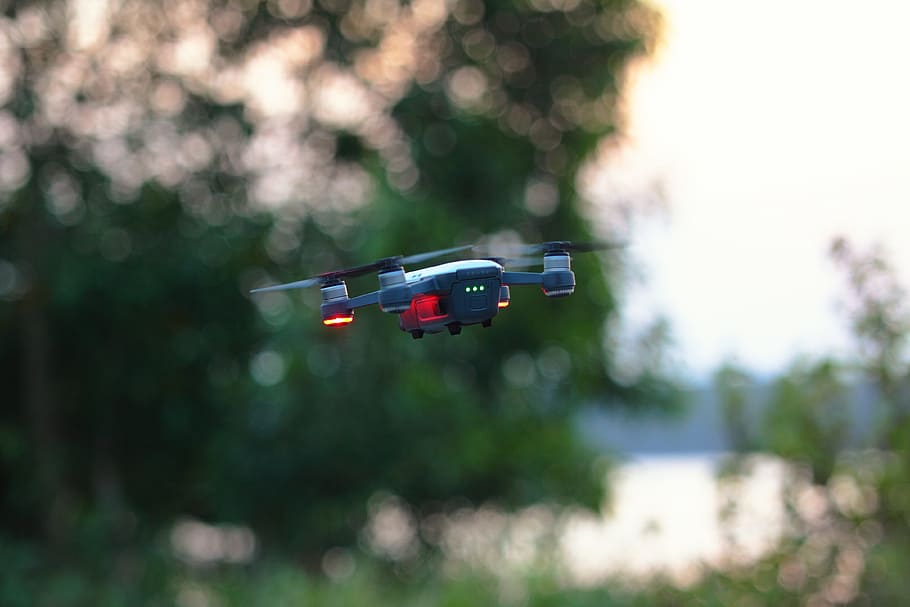 Dji Mavic Air on Mid Air Near Trees, action, blur, bokeh, camera HD wallpaper