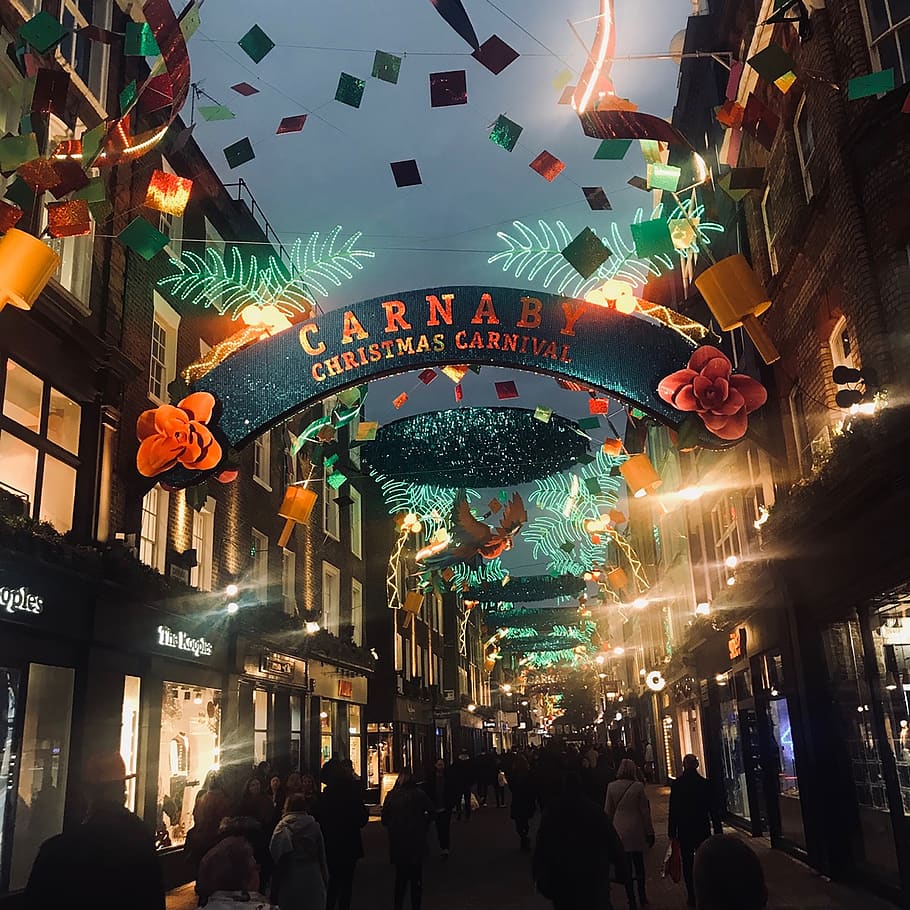 london, carnaby street, united kingdom, christmas, holiday
