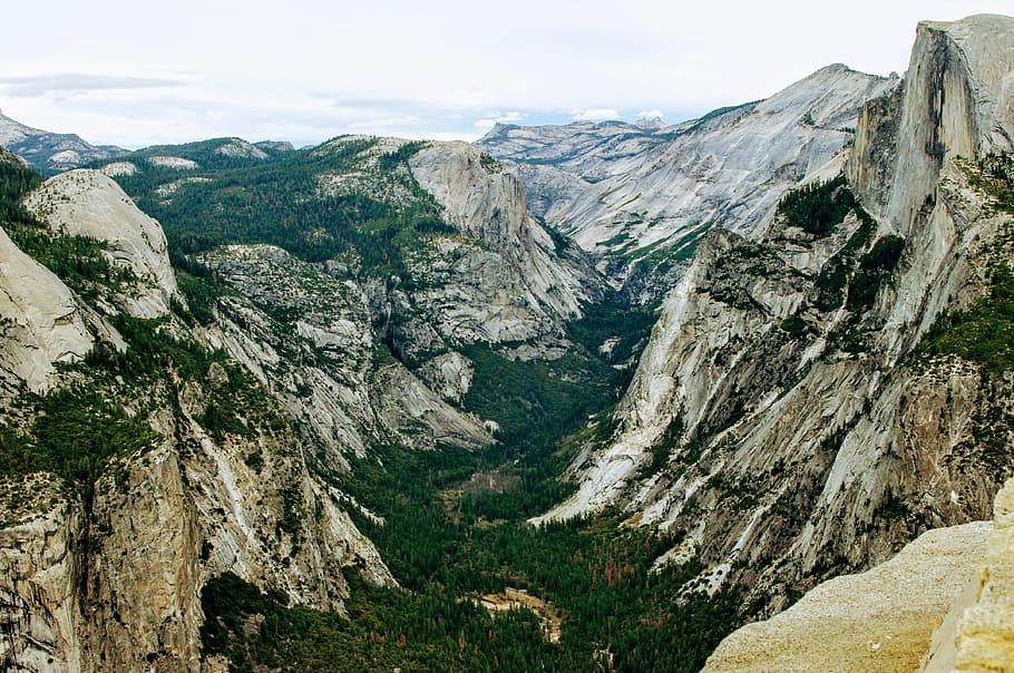 Mountains Under Cloudy Sky, cliff, climb, daylight, high, high angle shot HD wallpaper