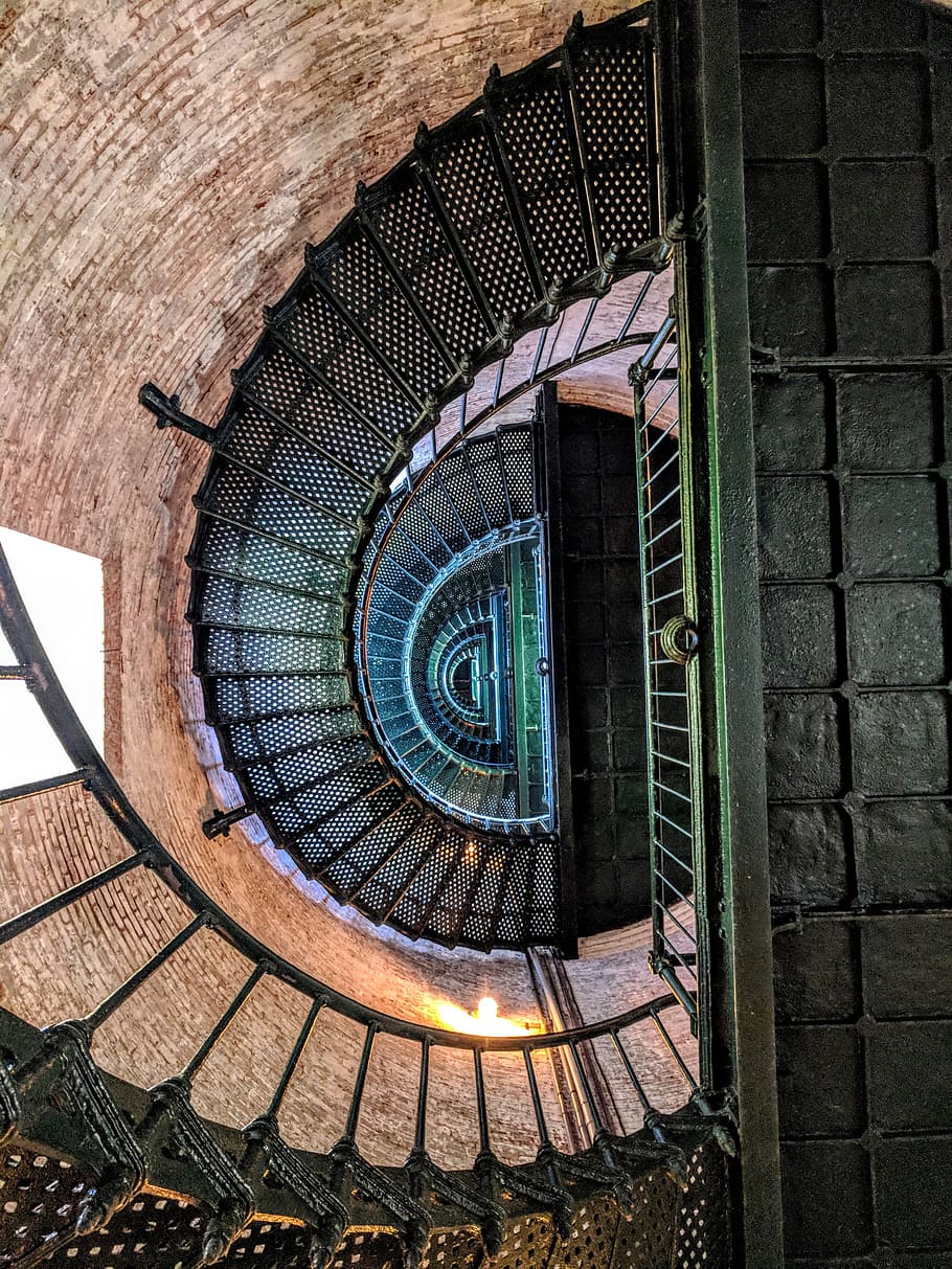 Photo of Black Mesh Spiral Stairs, building, design, iron, metallic HD wallpaper