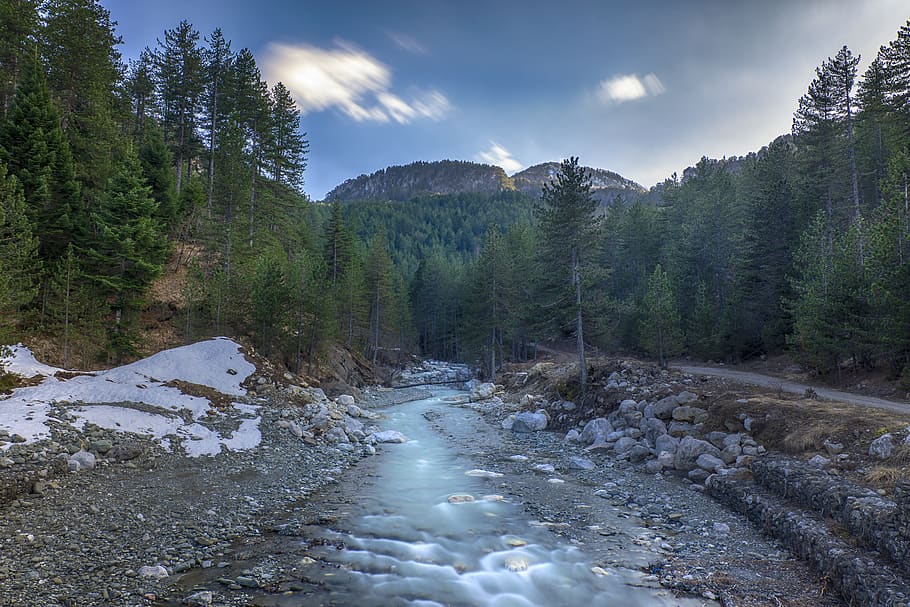 river, mountain, landscape, water, outdoors, wilderness, scenic HD wallpaper