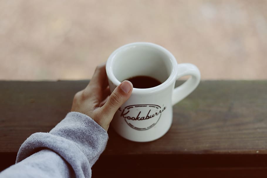 person holding white mug, cup, coffee cup, human, porch, hand, HD wallpaper