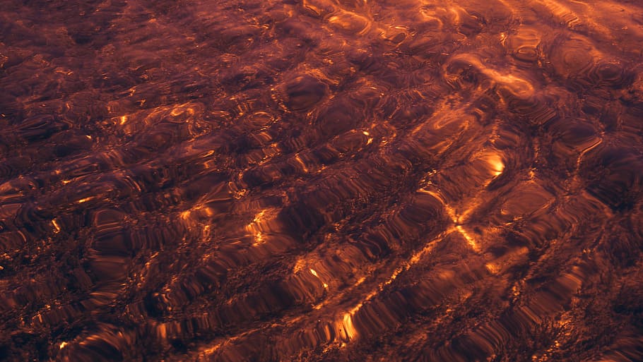 water, waves, abstract, gold, blue, drak, texture, power, light HD wallpaper