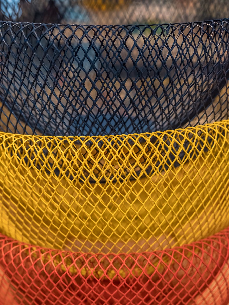 baskets, colors, wires, design, colorful, yellow, sport, close-up HD wallpaper