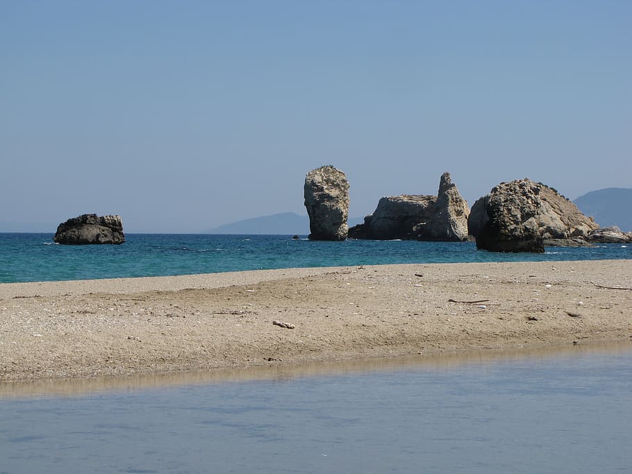 seashore, water, sky, rock, scenics - nature, land, rock - object HD wallpaper