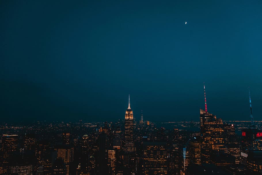 aerial photography of Empire State Building during nighttime HD wallpaper