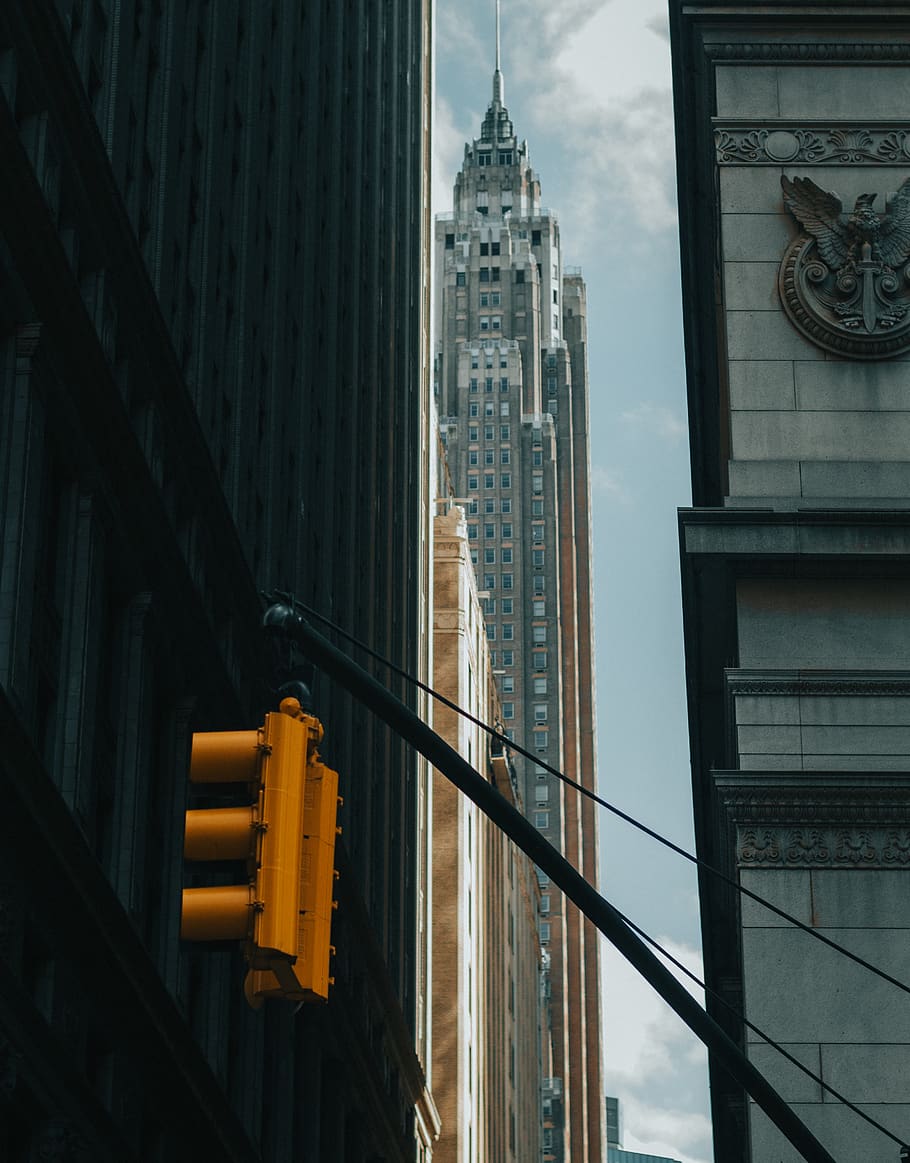 Empire State Building, New York, traffic light, urban, office building, HD wallpaper