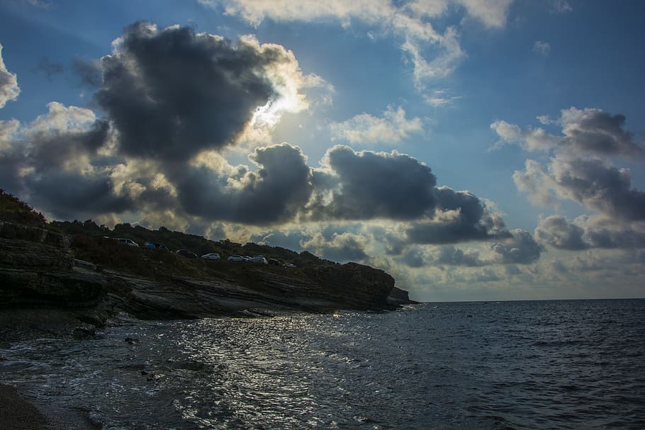 cloud, marine, sky, water, ocean, beach, nature, blue, lake HD wallpaper