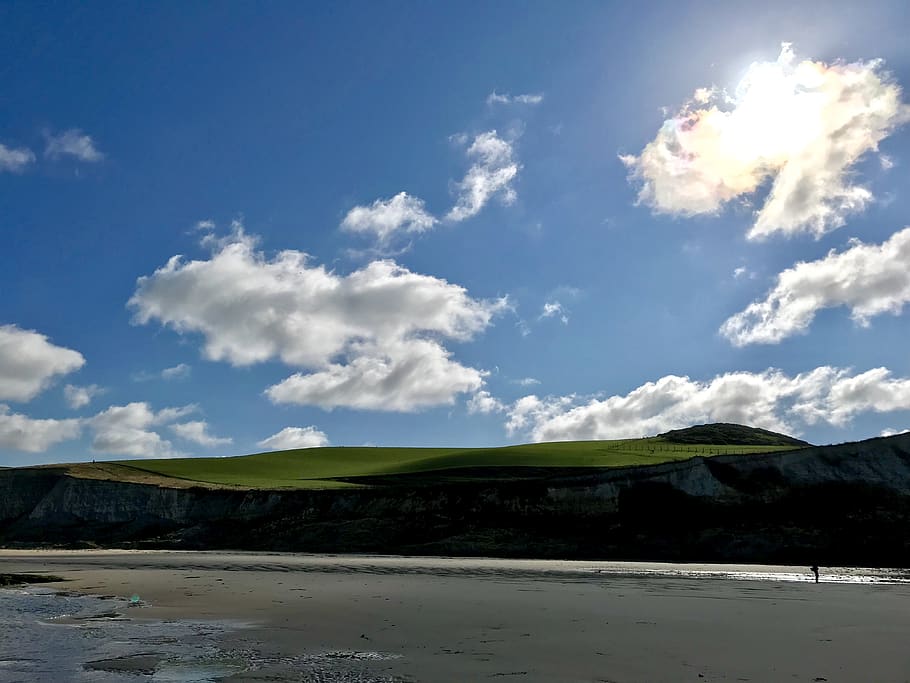 france, escalles, beach, cloud, sunshine, côte d'opale, sky HD wallpaper