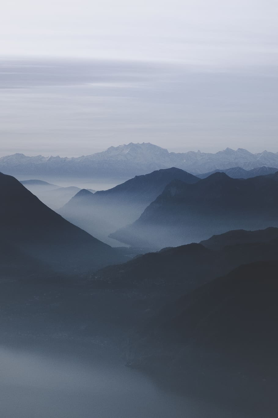 mist mountain range under white sky, nature, outdoors, fog, soil HD wallpaper