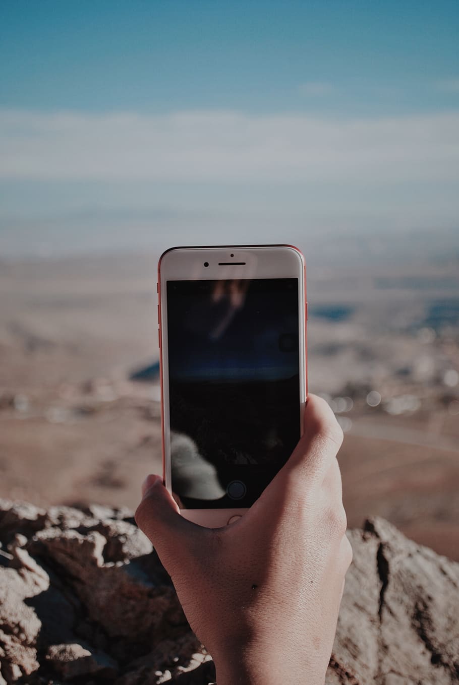 person holding iPhone, human hand, wireless technology, smart phone HD wallpaper