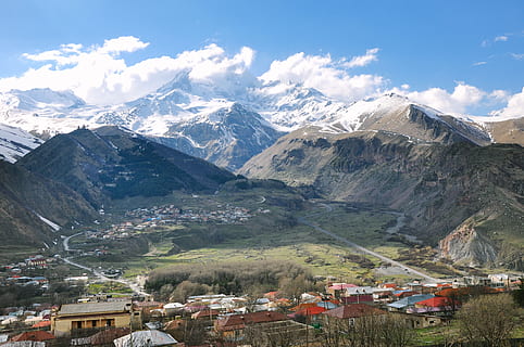outdoors, mountain, scenery, mountain range, landscape, kazbegi HD wallpaper