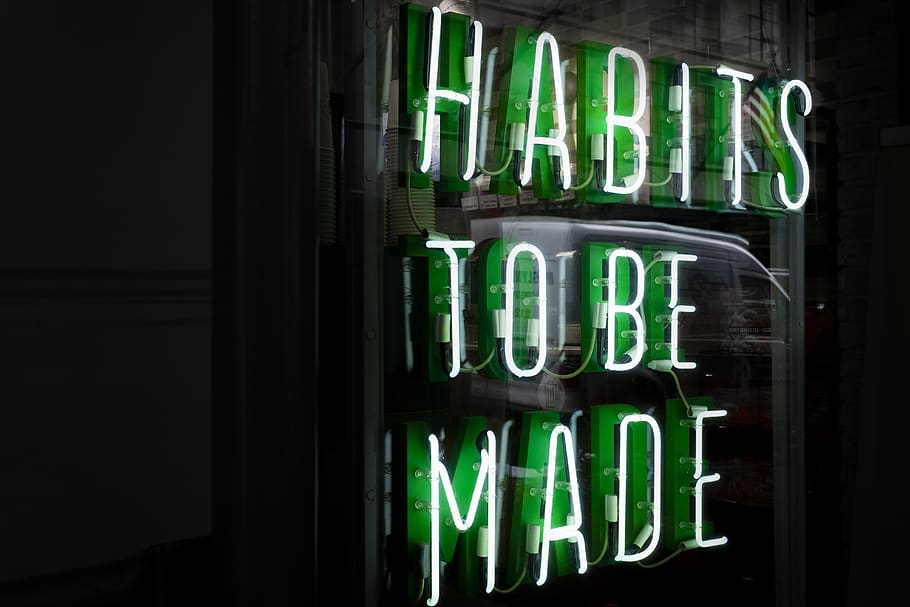 Habits to be made LED signage, neon, light, new york, text, alphabet, HD wallpaper