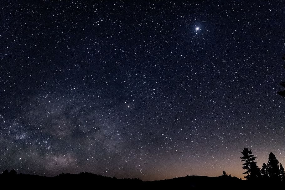starts and moon during nighttime, astronomy, star - space, galaxy HD wallpaper