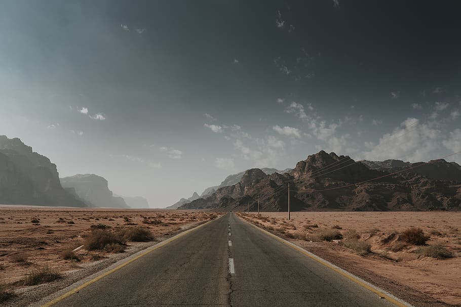 gray asphalt road, the way forward, direction, sky, transportation HD wallpaper