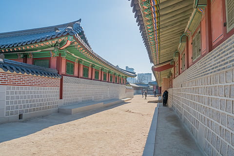 building, architecture, monastery, housing, person, human, korea HD wallpaper