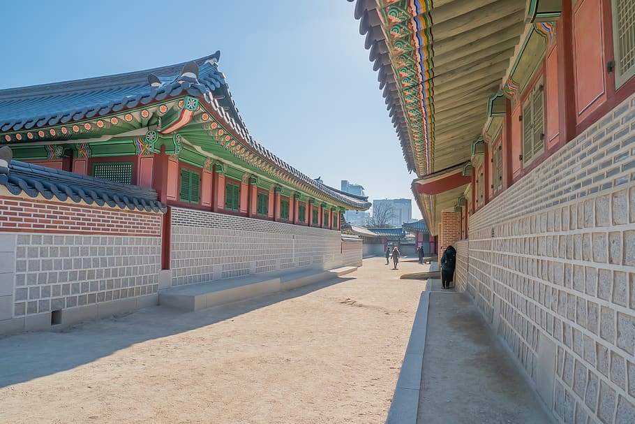 building, architecture, monastery, housing, person, human, korea HD wallpaper