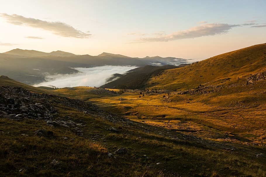 Mountains, dawn, daylight, landscape, nature, scenic, scenics - nature HD wallpaper