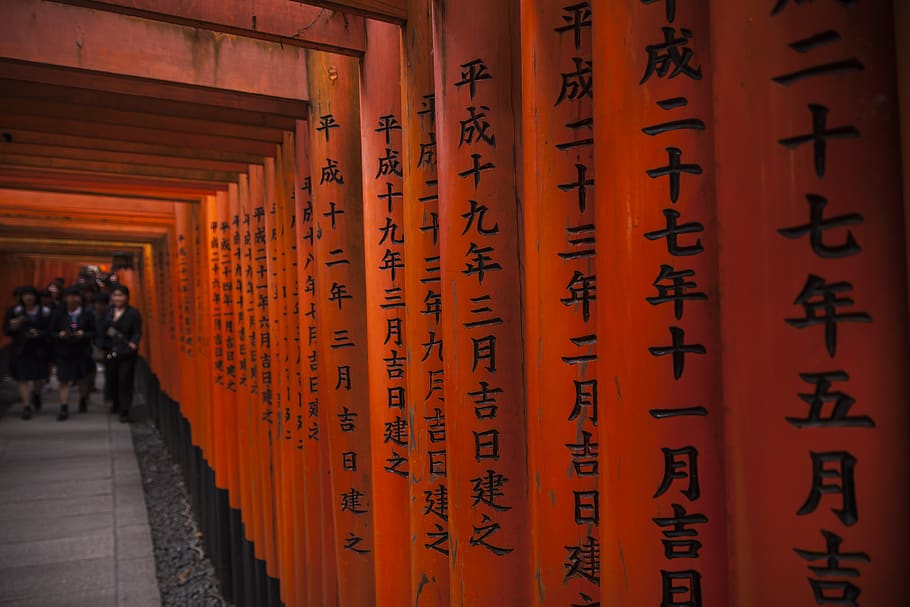 brown and black Kanji script wall, person, human, architecture HD wallpaper