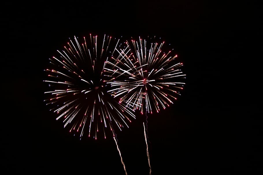 fireworks, still, light, show, flames, slow, shutter, night HD wallpaper