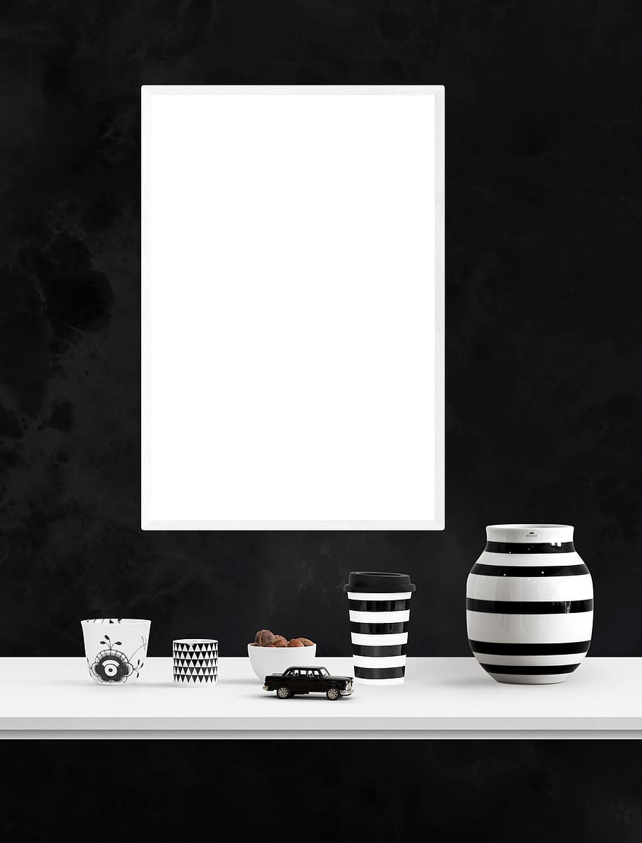 poster, frame, table, interior, vase, copy space, no people HD wallpaper