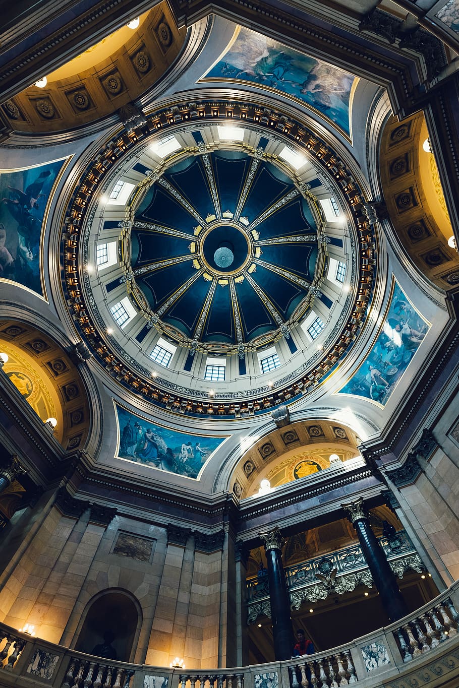 Blue Dome Building, arches, architecture, ceiling, cupola, low angle shot HD wallpaper