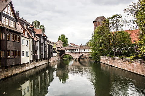 germany, nuremberg, river, middleage, architecture, built structure HD wallpaper