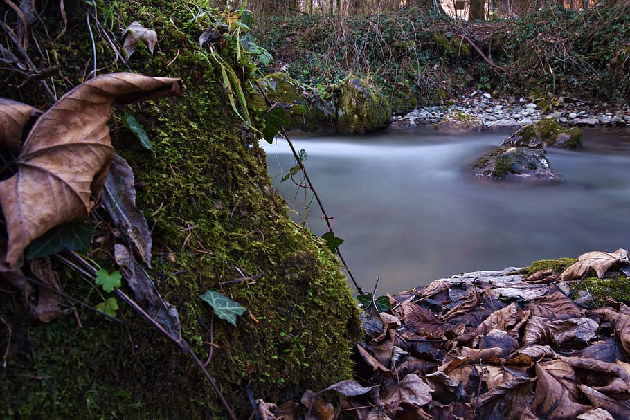 long exposure, water, river, bach, waterfall, landscape, nature HD wallpaper