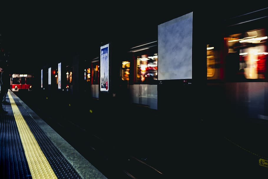 White and Red Train Station, architecture, blur, building, city HD wallpaper