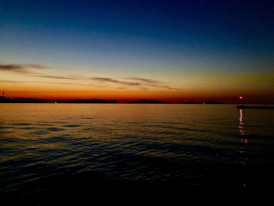 sunrise, summer, greece, gradient, ocean, island, water, sky HD wallpaper